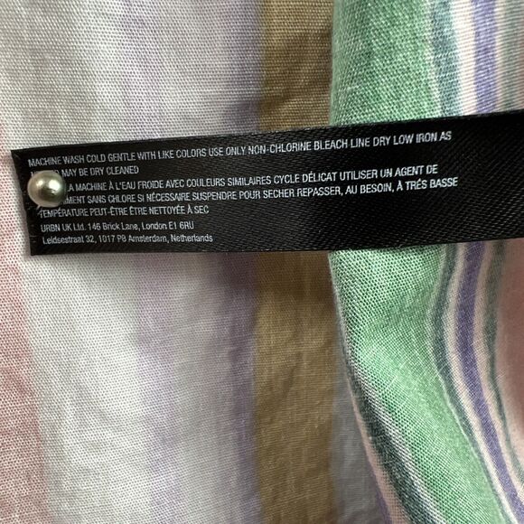 Anthropologie Tunic Top Womens Babydoll Striped Smocked Ruffled Sleeve size M - Picture 7 of 13